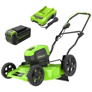Cortador de Grama Greenworks 40V com Rodas Grandes e Motor Sem Escovas
