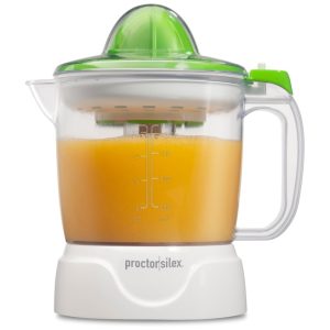 Espremedor de Sucos Elétrico Proctor Silex 1L para suco de laranja limão e toranja branco e verde (66340). Ideal para sucos frescos.