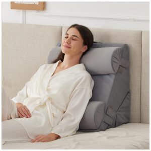 Conjunto de 4 Travesseiros Ortopédicos em Cunha para Dormir Ajustáveis para Refluxo Ácido e Alívio de Dores nas Costas Pós-Cirúrgico Ruqmuis Cinza