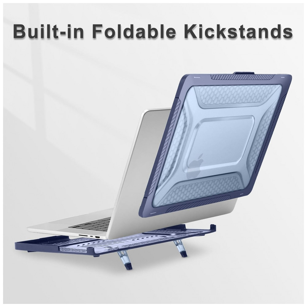 MOSISO 16" Capa Rigida com Bumper Antichoque, Suporte Dobrável e Proteção de Teclado para MacBook Pro 16, Azul Marinho - Imagem 4