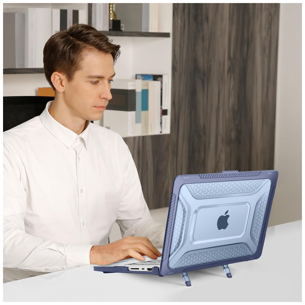 MOSISO 16" Capa Rigida com Bumper Antichoque, Suporte Dobrável e Proteção de Teclado para MacBook Pro 16, Azul Marinho - Imagem 6