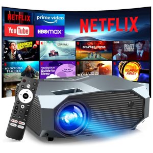 Projetor Inteligente de Alta Luminosidade YOWHICK Netflix Oficial com WiFi 6 e Bluetooth 5.3 Projetor de Filmes 4KYOWHICK