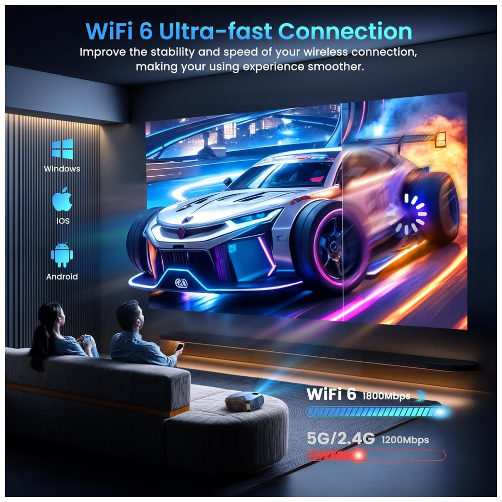 Projetor Inteligente de Alta Luminosidade YOWHICK Netflix Oficial com WiFi 6 e Bluetooth 5.3, Projetor de Filmes 4K,YOWHICK - Imagem 6