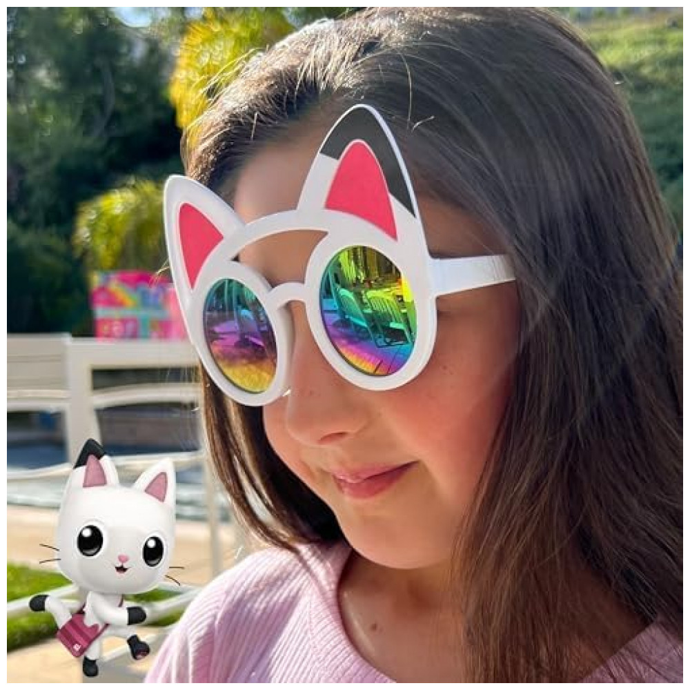 Óculos de Sol Sun-Staches do Gabbys Dollhouse Oficial Pandy - Acessório de Fantasia Tamanho Único Branco e Preto Máscara de Gato - Imagem 4