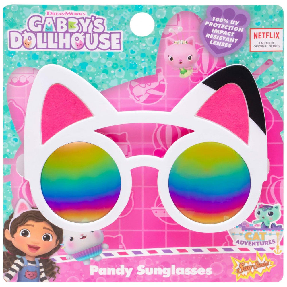 Óculos de Sol Sun-Staches do Gabbys Dollhouse Oficial Pandy - Acessório de Fantasia Tamanho Único Branco e Preto Máscara de Gato - Imagem 5