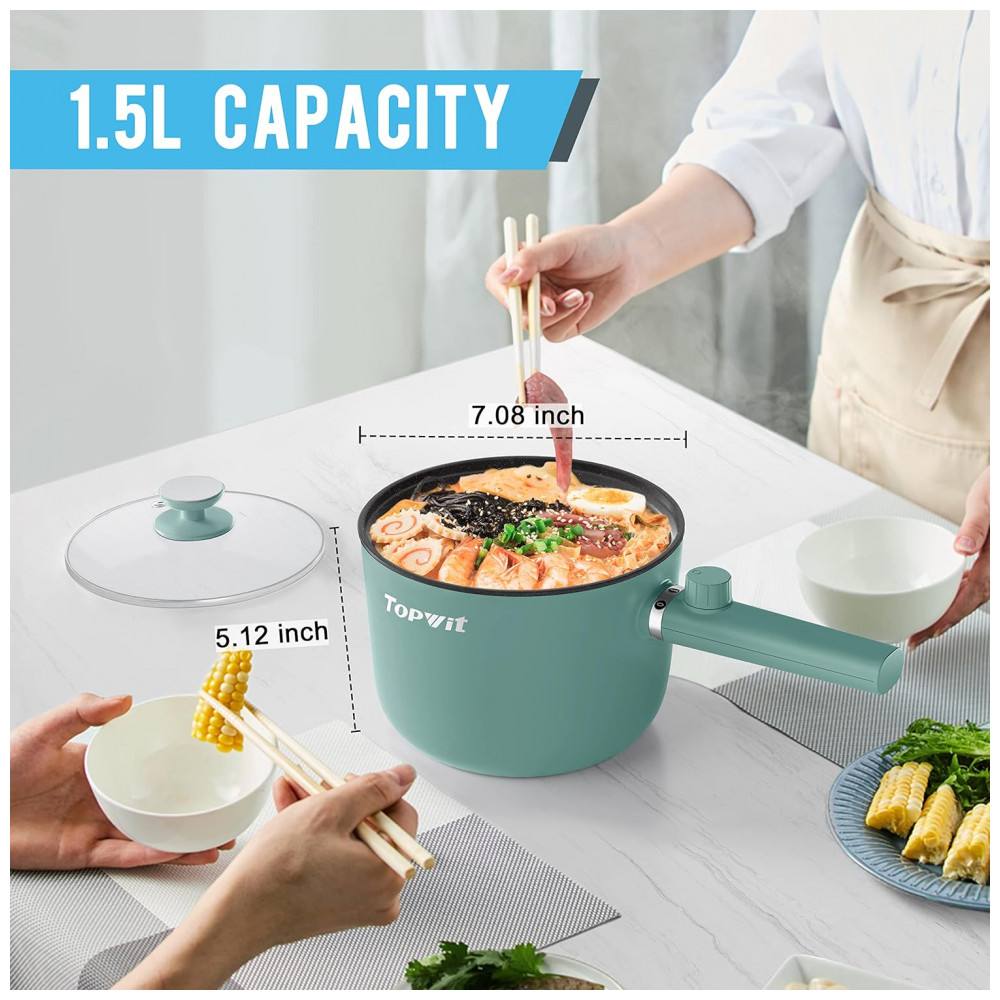 TopWit Hot Pot Elétrico 15L com Revestimento Antiaderente Verde - Controle Dual de Potência e Proteção Contra Superaquecimento - Imagem 3