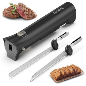 Faca Elétrica Sem Fio D DUSSAL para Pães com 4 Lâminas de Aço Inox Trava de Segurança Botões de Liberação Liga/Desliga - 30cm