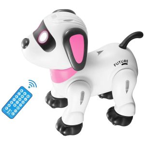 Robô Cachorro Yiman de Controle RemotoRobô Inteligente Programável para Crianças 3+ Dança Interativa Som LED nos Olhos Brinquedo Eletrônico.