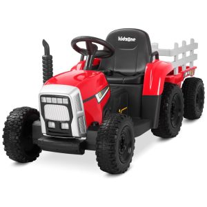 Trator Elétrico Infantil com Pneus de EVA e Motores Duplos de 35W 12V 7AH Kidzone Vermelho