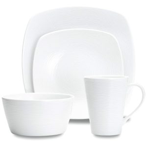 Aparelho de Jantar Elegância e Sofisticação Para Sua Mesa com 4 Peças Formato Quadrado e Material de Porcelana Noritake 43813-04P Branco