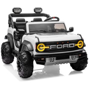 Carrinho Elétrico Licenciado Ford Bronco Raptor 24V 2 Lugares para Crianças Controle Remoto Luzes de LED e Música - BrancoFirst Ride On