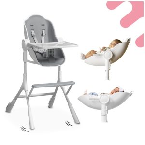 Cadeira de Alimentação Cadeirão com Bandeja Removível e Modo Espreguiçadeira Oribel Cinza