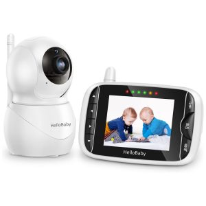 HelloBaby Monitor Com Câmera E Áudio Tela IPS LCD Vídeo Sem WiFi Visão Noturna Infravermelha Temperatura Canções De Ninar Áudio.