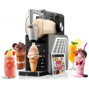 Máquina de Slushie e Sorvete Azmsary 25L Preto LED Display 6 Programas Pré-definidos Limpeza Automática FS306-US
