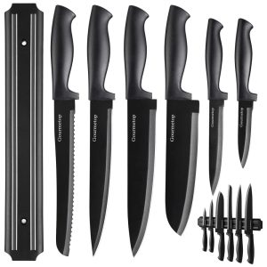 Conjunto de Facas em Aço Inoxidável com Bloco de Bancada 7 Peças GOURMETOP Preto