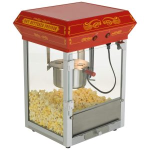 Pipoqueira Elétrica Vintage Produz até 19 kg de Pipoca com Panela de 113g Copo Medidor Colher de Pipoca e Copo de Tempero 110V Funtime Vermelha
