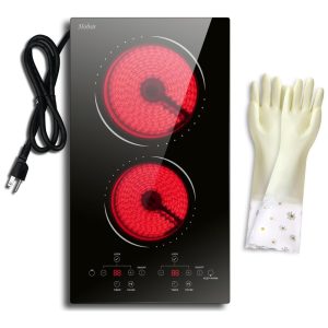 Cooktop Elétrico de 2 Bocas 110v Encaixe Cerâmico Embutido 30cm c/ Bloqueio Segurança Timer e Proteção contra VazamentosHobsir hob