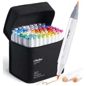 Kit de Canetas Profissionais com Pontas Duplas e Estojo 72 Peças Ohuhu