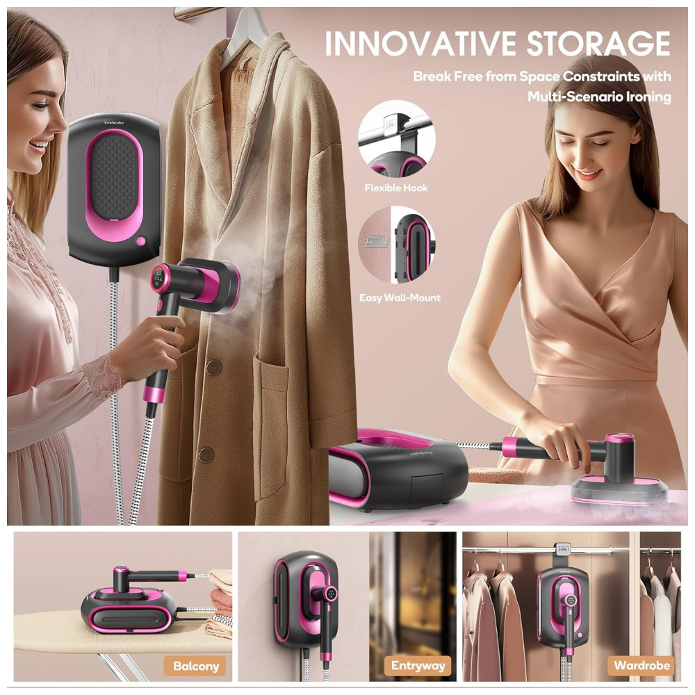 Passadeira,Steamer e Vaporizador Newbealer 2 em 1 Pro Steam Station, 1550W, Turbo de 3 Níveis, Vapor Seco para Roupas, - Imagem 2