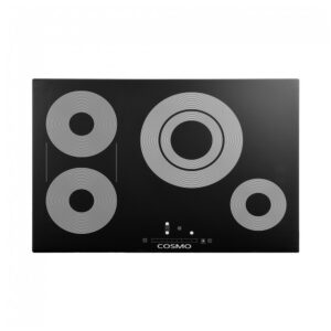 Cooktop elétrico de embutir 76cm Cosmo vidro cerâmico preto 4 queimadores zona tripla queimadores sincronizados 8600 W 220V