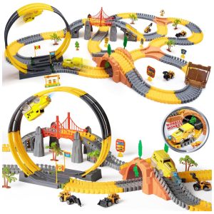 Pista de Corrida com 342 Peças Tema de Construção para Crianças Acima de 3 Anos OR OR TU Amarela