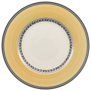 Prato para Jantar de 26 cm Elegância e Praticidade em Sua Mesa com Formato Redondo e Material de Porcelana Villeroy Boch Amarelo Branco e Cinza