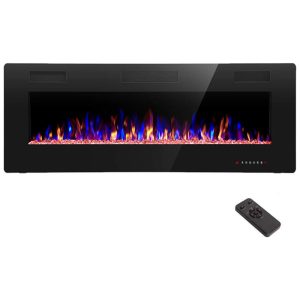 Lareira Elétrica de Embutir A45x127L com Controle Remoto e Temporizador 110V R.W.FLAME Preta