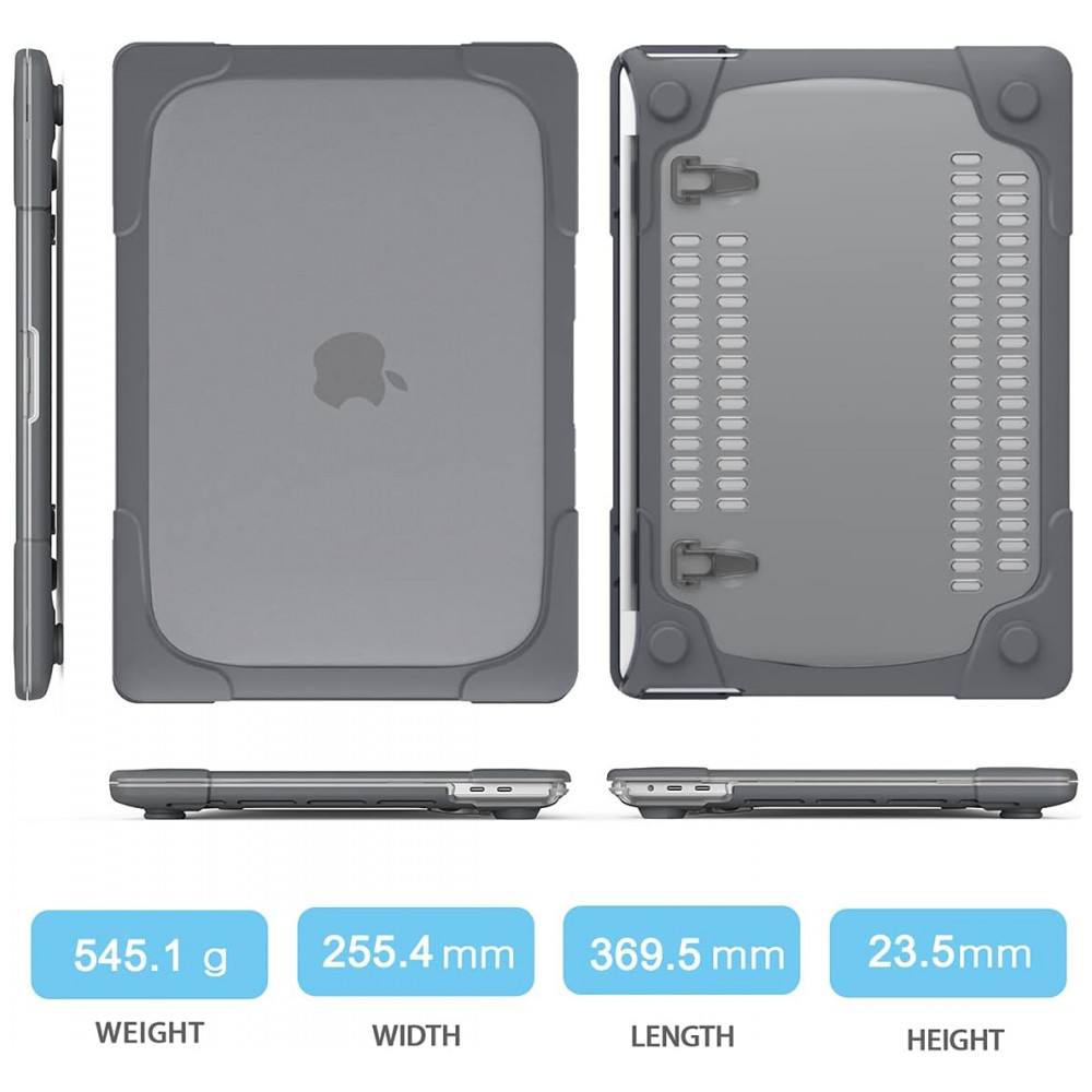 Capa Rígida ProCase para MacBook Pro 16" – Modelos A2141 A2485 A2780 A2991 A3186 A3403 com Suporte Dobrável Integrado – Cinza - Imagem 2