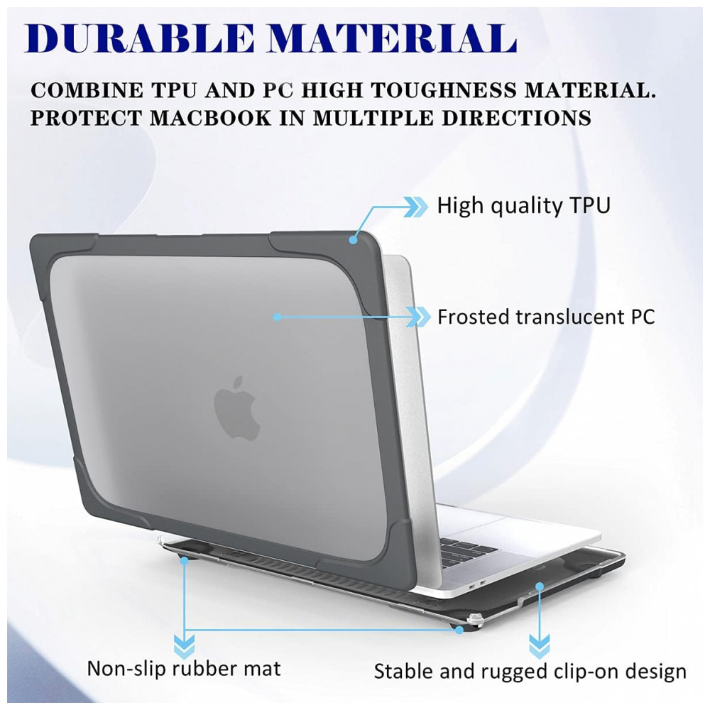 Capa Rígida ProCase para MacBook Pro 16" – Modelos A2141 A2485 A2780 A2991 A3186 A3403 com Suporte Dobrável Integrado – Cinza - Imagem 3
