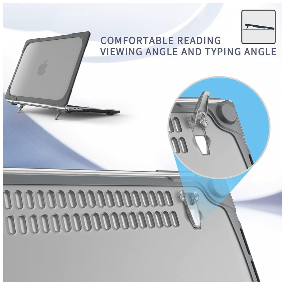 Capa Rígida ProCase para MacBook Pro 16" – Modelos A2141 A2485 A2780 A2991 A3186 A3403 com Suporte Dobrável Integrado – Cinza - Imagem 9