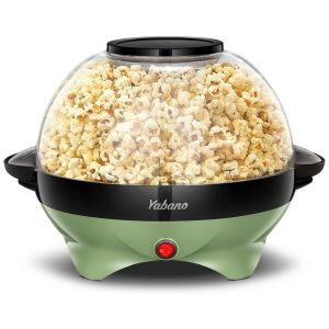 Máquina de Pipoca Yabano Popper de Pipoca de 6 litros Placa Antiaderente Agitação Elétrica com Tecnologia QuickHeat Alças de Toque Frio Verde