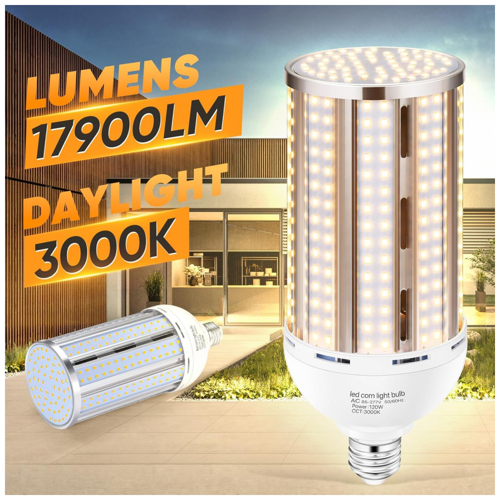 Lâmpada de LED em Formato de Milho 2 Pack 120W - Branco Quente 3000K 1200W Equivalente - Base E26/E39 Mogul Grande - 15.800LM,XYCN - Imagem 2