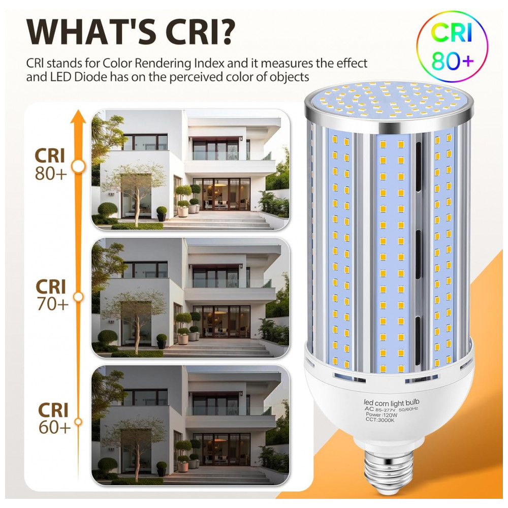 Lâmpada de LED em Formato de Milho 2 Pack 120W - Branco Quente 3000K 1200W Equivalente - Base E26/E39 Mogul Grande - 15.800LM,XYCN - Imagem 4