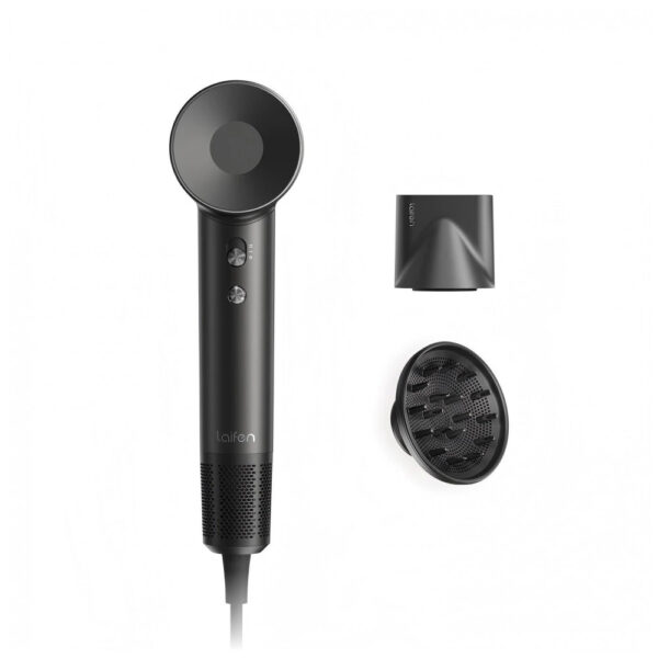 Secador de Cabelo Laifen Swift com Difusor, Motor sem Escova de 110.000 RPM, Secagem Rápida, Baixo Ruído, Bocal Magnético, Preto Fosco com Difusor