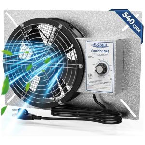 Ventilador de Parede de Grau IP55 com Termostato e Umidistato para Ambientes Amplos 115V ALORAIR Prata