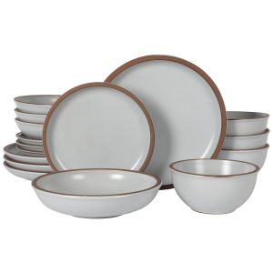 Aparelho de Jantar Coupe com 16 Peças em Terracota Serve 4 Pessoas Gibson Elite Lagos Branco