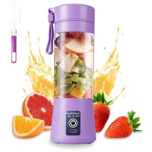 Mini Liquidificador Pessoal Portátil 380mL Recarregável USB com 6 Lâminas 110V DoubleCare Roxo