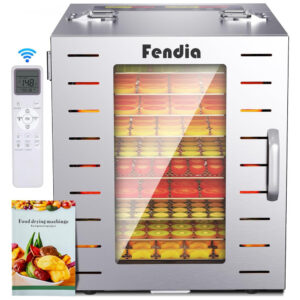 Desidratador de Alimentos para Jerky com Controle Remoto, 10 Bandejas Grandes de Aço Inoxidável, 1000W Desidratador de Frutas, Fendia