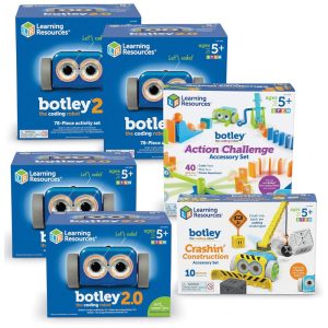 Learning Resources Botley 2.0 The Coding Robot Classroom Bundle – Kit de Programação Educacional com 239 Peças e 4 Robôs 5+