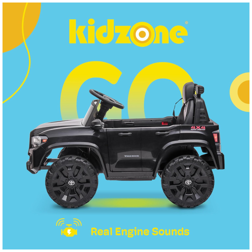 Carro Elétrico Infantil Toyota Tacoma a Bateria 12V com MP3 Luzes LED e Suspensão Kidzone Preto - Imagem 2