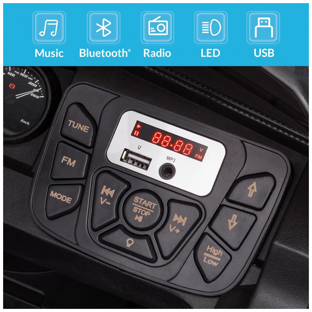 Carro Elétrico Infantil Toyota Tacoma a Bateria 12V com MP3 Luzes LED e Suspensão Kidzone Preto - Imagem 4