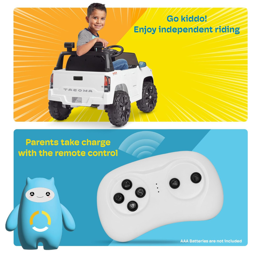 Carro Elétrico Infantil Toyota Tacoma a Bateria 12V com MP3 Luzes LED e Suspensão Kidzone Preto - Imagem 6