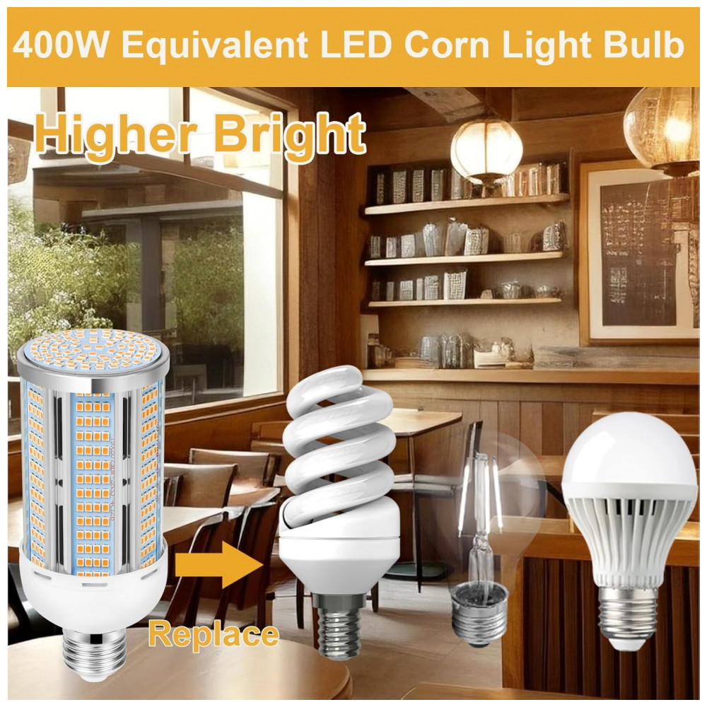 Pacote com 2 Lâmpadas de Milho LED de 50W - 6000 Lumens Super Brilhante - Branco Quente 3000K - Base E26/E27 - Iluminação Residencial,Elivern - Imagem 5