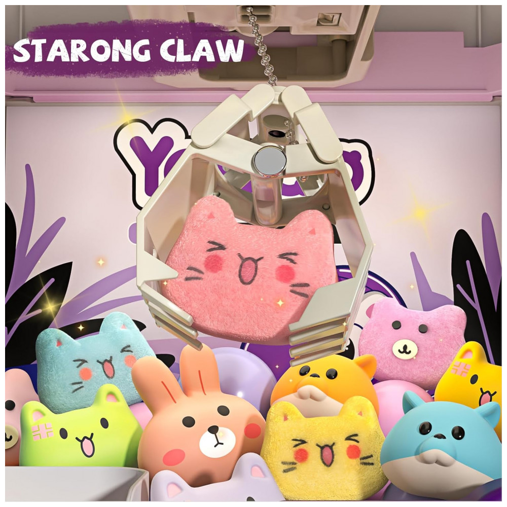 Máquina de Garra Roxa e Lilás Vanvimen – Mini Arcade Infantil Tema Unicórnio com 10 Pelúcias, 10 Ovos, 24 Moedas, Música e Luzes - Imagem 7