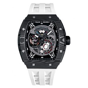 TSAR BOMBA Relógio Automático Masculino Luxuoso com Indicador de Reserva de Energia e Vidro de Safira