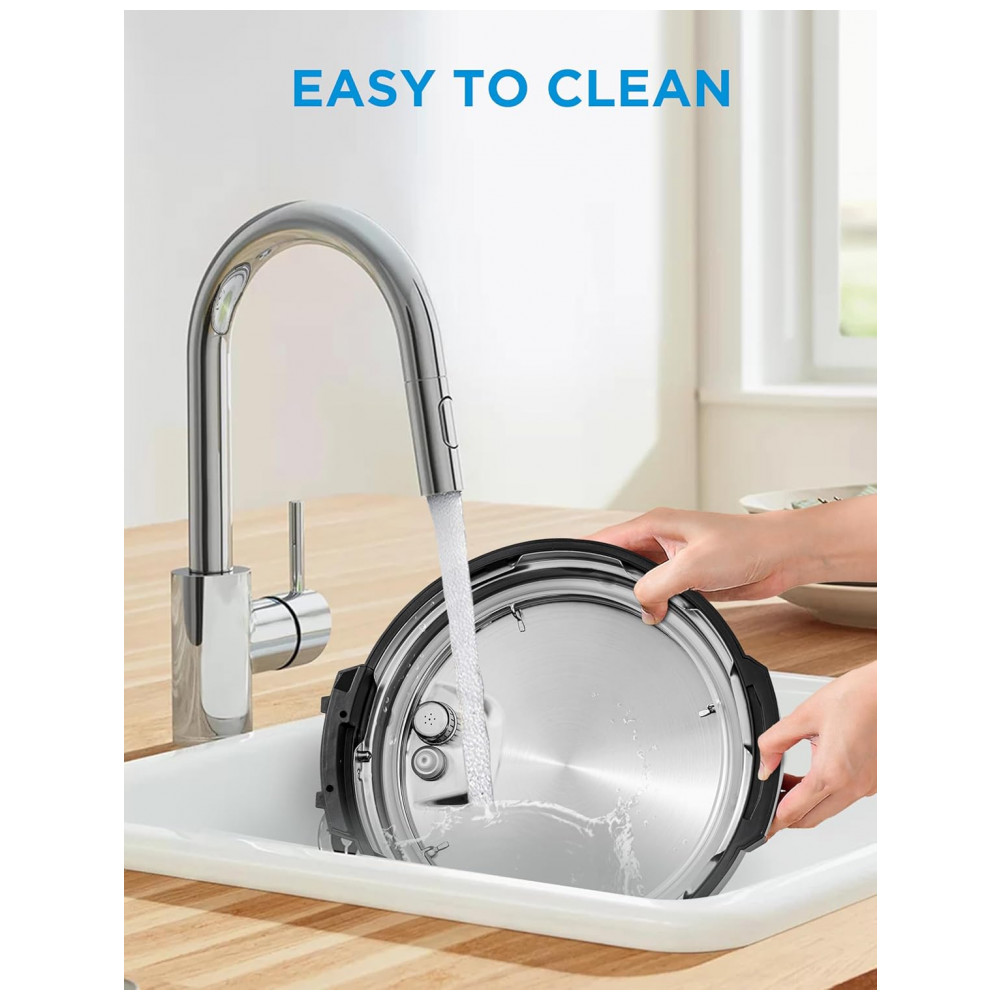 Panela Elétrica de Pressão Midea 12 em 1 6 Litros 12 Programas Panela de Arroz Vaporizador Frigideira Iogurteira e Mais Aço Inoxidável Preto - Imagem 6