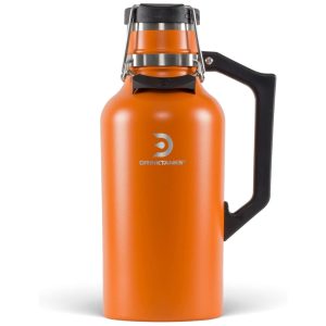 DrinkTanks Cooler Portátil para Garrafas de cerveja com Isolamento Duplo Aço Inox Laranja