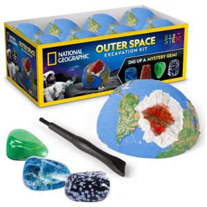 Conjunto de 24 Tijolos de Escavação Espaciais com Cristais Reais Kit Educativo STEM para Crianças Ferramentas Inclusas Atividade de Sala de Aula e Festa National Geographic