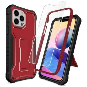 Capa para Iphone 13 Pro Max com Protetor de Tela Embutido e Alta Resistencia Nível Militar DUOPAL Vermelha