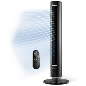 Ventilador de Torre com Controle Remoto Distância Máxima do Ar 9 Metros 12 Velocidades Temporizador de 24H Luz Noturna 110V 36W Lasko DST100 Preto